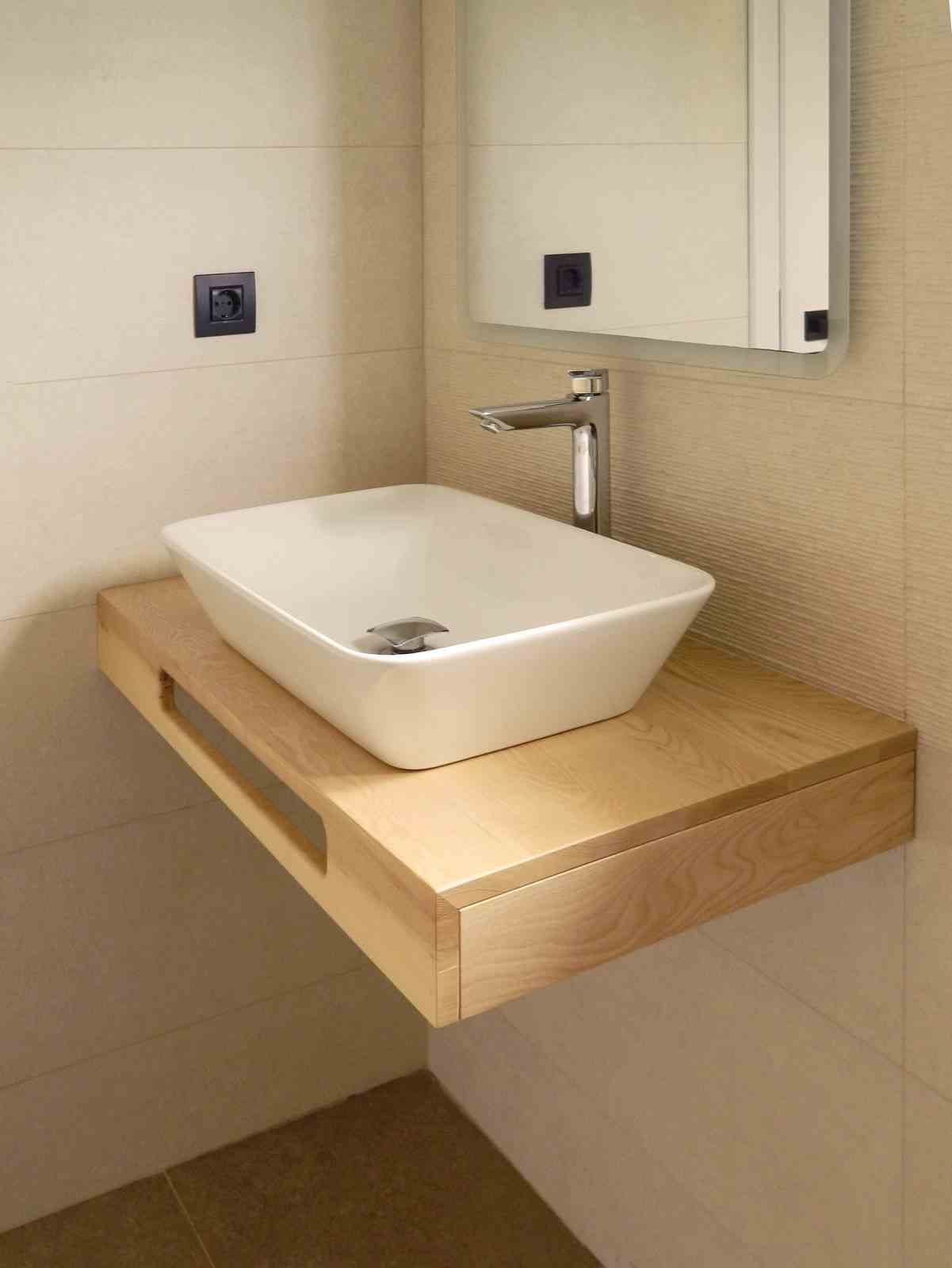 consolă pentru chiuvetă din lemn de frasin pentru chiuvetă pe blat