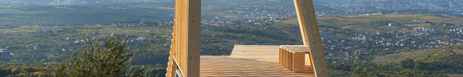 vedere panoramică spre Iași din pavilionul din lemn Greenpeace contruit la Repedea